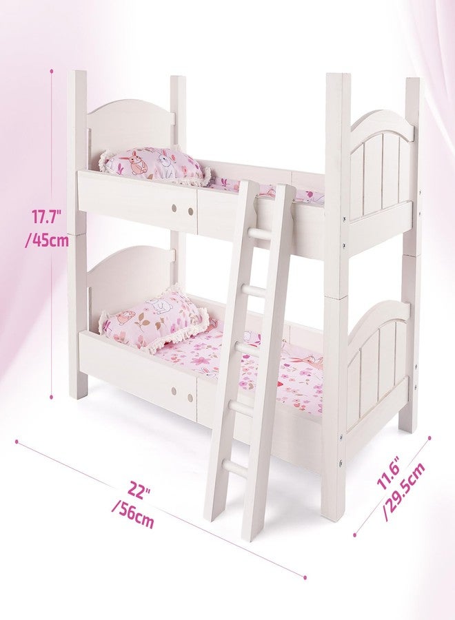 BABESIDE Reborn Baby Dolls Crib with Bedding, Wooden Babys Doll Bunk Bed for 17-20 Inch Dolls, Reborn Baby Doll Bunk Bed with Ladder Removable, Doll Bed for Gift, White - Image 5